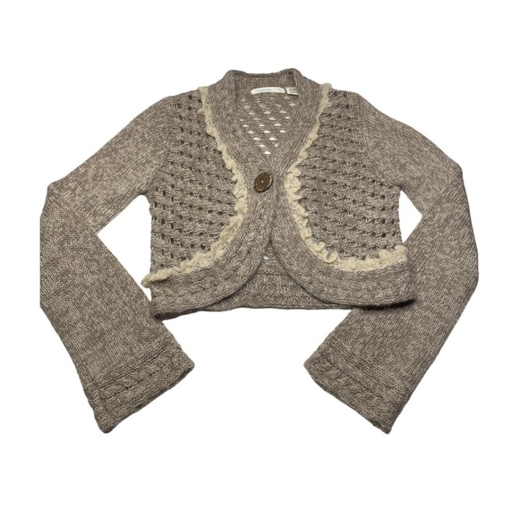 Anthropologie Sleeping On Snow Cropped Cardigan Medium - Picture 12 of 12